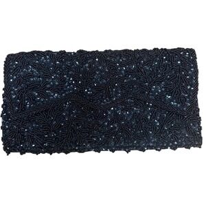 Vintage La Regale Beaded Handbag black clutch flash‎ glam pop chic